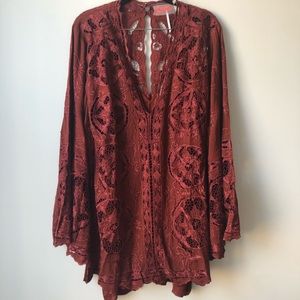 Free People Northern Lights/Cutwork Mini Dress NWT